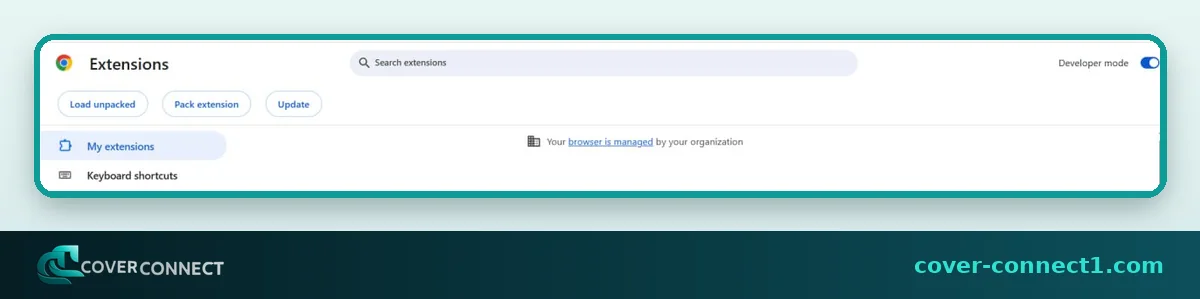 روشن کردن Developer mode و دکمه Load unpacked در کروم برای نصب افزونه گوگل فلو
