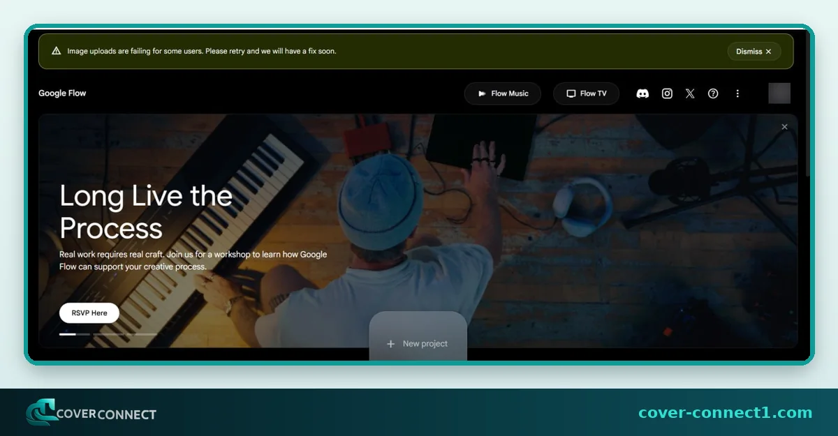 صفحه Google Flow پس از رفع مشکل باز نشدن با افزونه و آی‌پی ثابت کاورکانکت